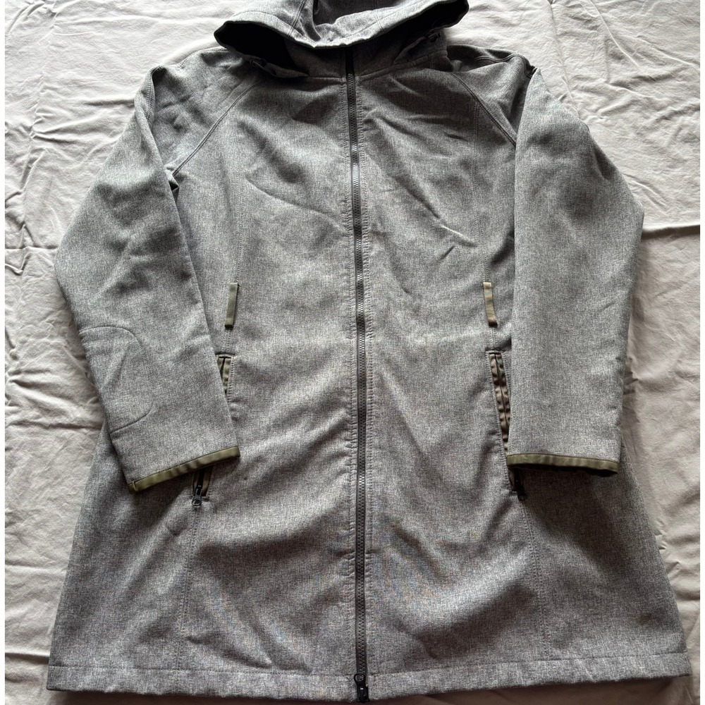 The North Face WindWall Grey Heathered Softshell Hooded Parka Jacket Womens XL